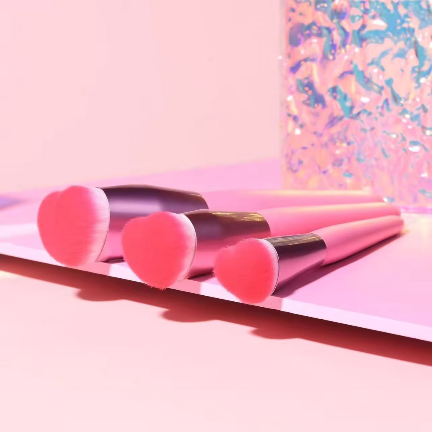 3pc Heart Makeup Brush Set